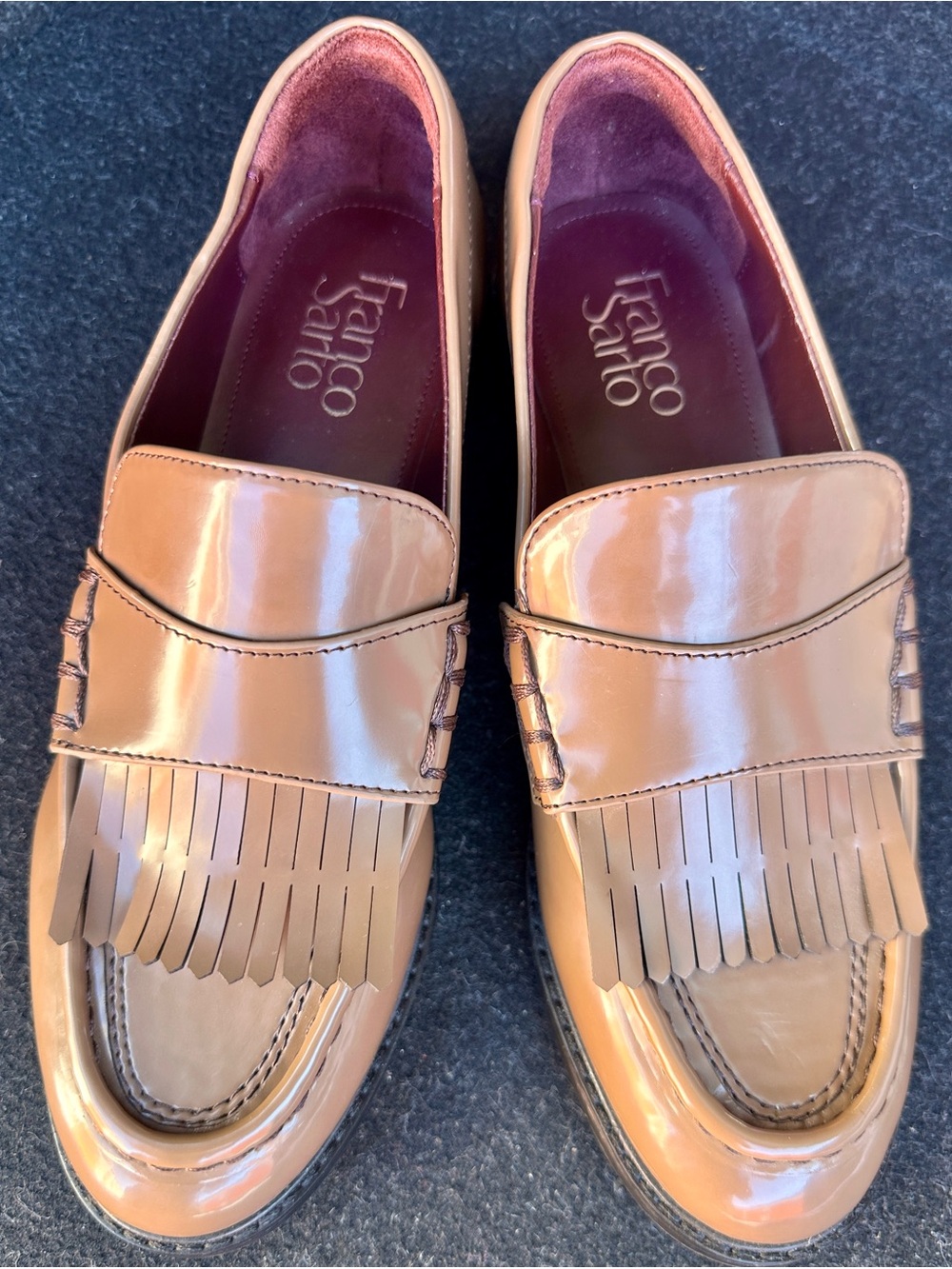 Franco Sarto Camel Patent Kiltie Loafer 7.5 NWOT